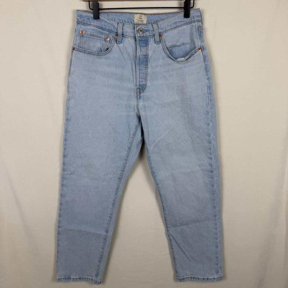 Levi's 501 Crop High Rise Light Wash Jeans Womens 30 Blue | Retro Minimalist